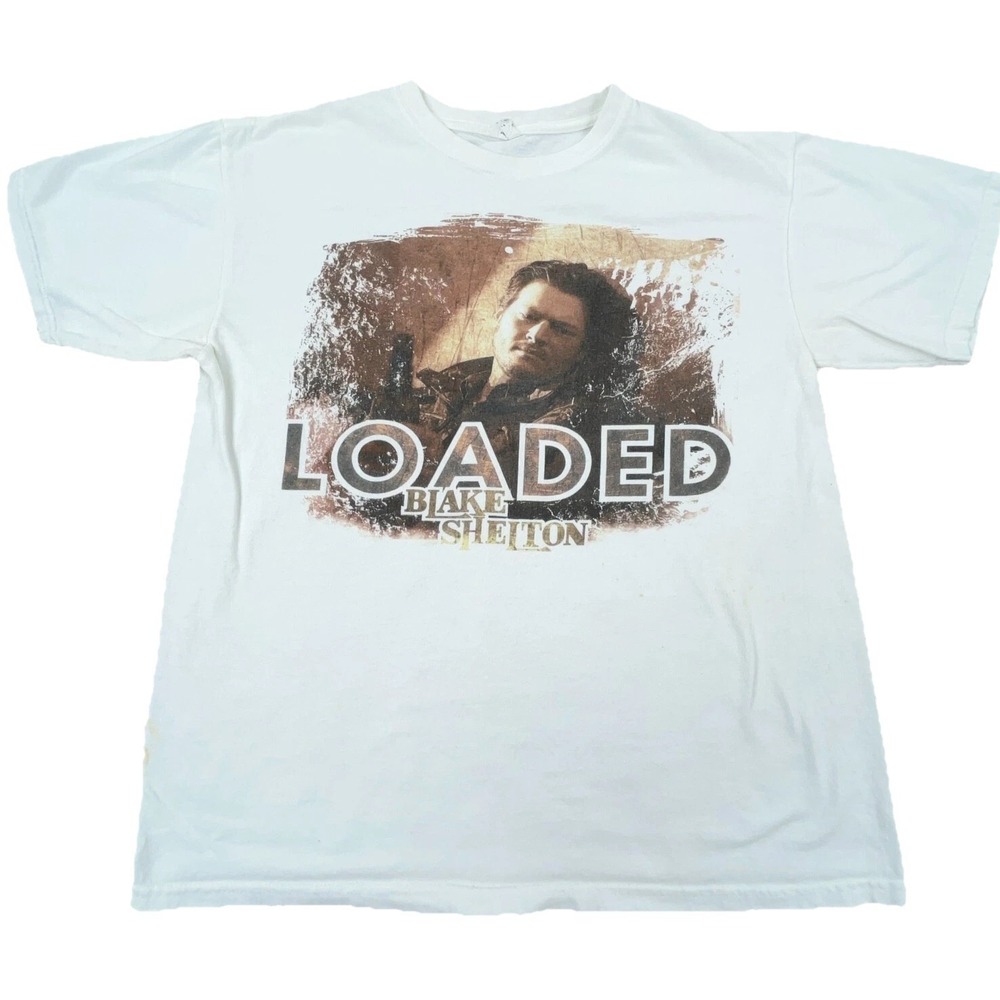 Vintage Blake Shelton Shirt Men Large White‎ Tee Concert Country Music Band Y2K